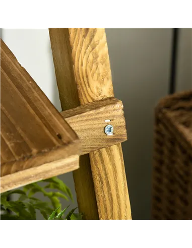 Outsunny Wooden Folding Flower Pot Stand 3 Tier Garden Planter Display Ladder Gardener Storage Shelves Rack Herb Holder (60L x 3