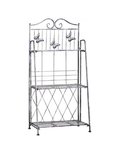 Outsunny 3 Tier Plant Stand Indoor Outdoor, Metal Plant Shelf Flower Display Rack for Potted Plants Garden Balcony Decor, 44 x 2