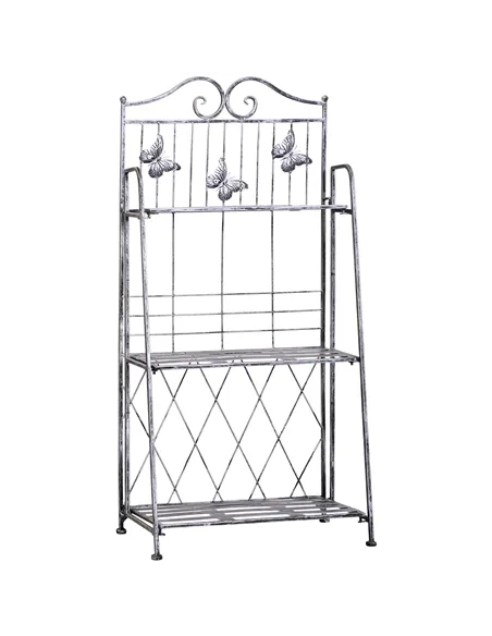 Outsunny 3 Tier Plant Stand Indoor Outdoor, Metal Plant Shelf Flower Display Rack for Potted Plants Garden Balcony Decor, 44 x 2