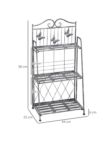 Outsunny 3 Tier Plant Stand Indoor Outdoor, Metal Plant Shelf Flower Display Rack for Potted Plants Garden Balcony Decor, 44 x 2