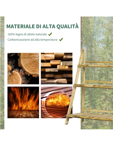 Outsunny Wooden Folding Flower Pot Stand 3 Tier Garden Planter Display Ladder Gardener Storage Shelves Rack Herb Holder (100L x 