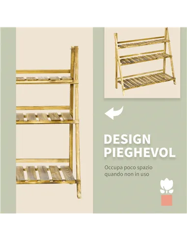 Outsunny Wooden Folding Flower Pot Stand 3 Tier Garden Planter Display Ladder Gardener Storage Shelves Rack Herb Holder (100L x 