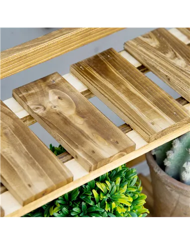 Outsunny Wooden Folding Flower Pot Stand 3 Tier Garden Planter Display Ladder Gardener Storage Shelves Rack Herb Holder (100L x 