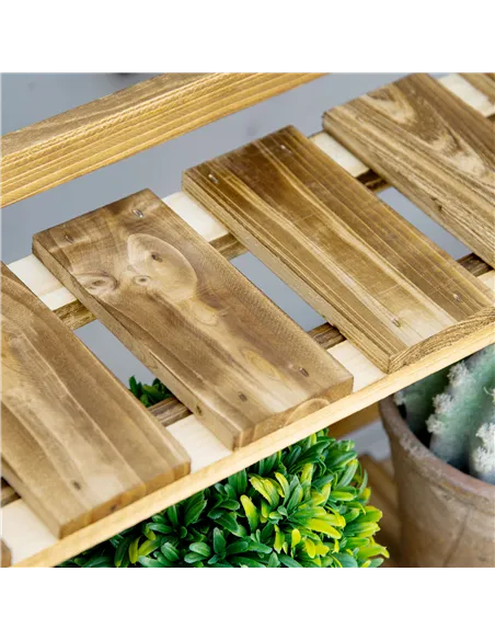 Outsunny Wooden Folding Flower Pot Stand 3 Tier Garden Planter Display Ladder Gardener Storage Shelves Rack Herb Holder (100L x 