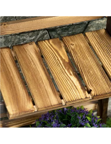 Outsunny Wooden Folding Flower Pot Stand 3 Tier Garden Planter Display Ladder Gardener Storage Shelves Rack Herb Holder (40L x 3