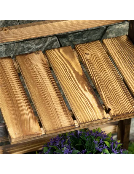 Outsunny Wooden Folding Flower Pot Stand 3 Tier Garden Planter Display Ladder Gardener Storage Shelves Rack Herb Holder (40L x 3