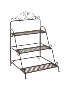 Outsunny 3 Tier Stair Style Metal Plant Stand, Flower Pot Holder Display Shelf, Storage Organizer Rack for Indoor Outdoor Patio 