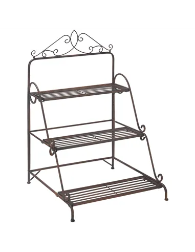 Outsunny 3 Tier Stair Style Metal Plant Stand, Flower Pot Holder Display Shelf, Storage Organizer Rack for Indoor Outdoor Patio 
