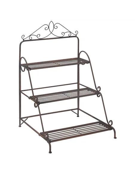 Outsunny 3 Tier Stair Style Metal Plant Stand, Flower Pot Holder Display Shelf, Storage Organizer Rack for Indoor Outdoor Patio 