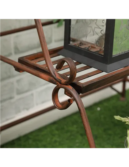 Outsunny 3 Tier Stair Style Metal Plant Stand, Flower Pot Holder Display Shelf, Storage Organizer Rack for Indoor Outdoor Patio 