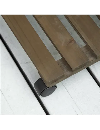 Outsunny 30L x 30W x 7Hcm 2 Pack Plant Stand with Wheels, Flowerpot Holder, Wooden Flower Display Stand for Indoor Outdoor Livin