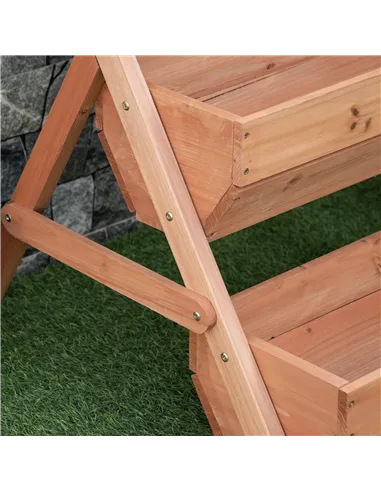 Outsunny 3 Tier Raised Garden Bed Wooden Elevated Planter Box Kit, 66L for Flower, Vegetable, Herb, 65x75x78cm, Brown