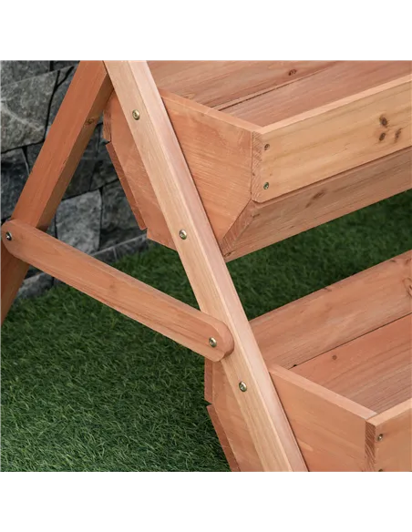 Outsunny 3 Tier Raised Garden Bed Wooden Elevated Planter Box Kit, 66L for Flower, Vegetable, Herb, 65x75x78cm, Brown