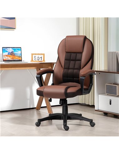 HOMCOM Faux Leather Office Chair - Brown