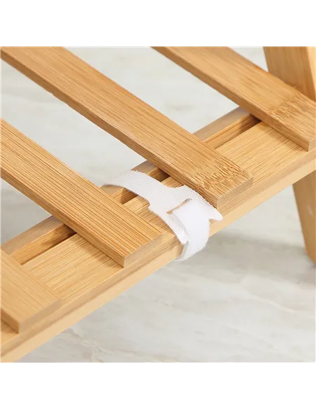 Outsunny 3-Tier Plant Stand, Plant Shelf Rack, Folding Bamboo Display Stand, 98x37x96.5cm, Natural