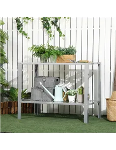 Outsunny 2-Tier Plant Stand, Corner Plant Shelf for Outdoor and Indoor Storage Organizer, Freestanding Flower Rack with Steel Fr 2