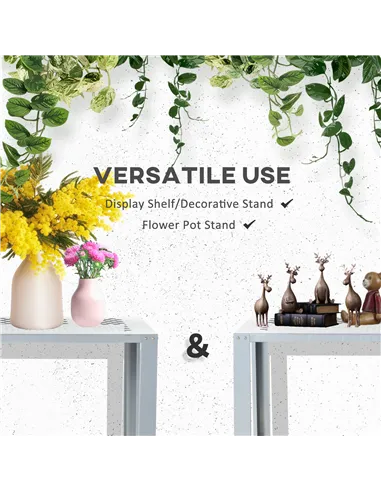 Outsunny 2-Tier Plant Stand, Corner Plant Shelf for Outdoor and Indoor Storage Organizer, Freestanding Flower Rack with Steel Fr