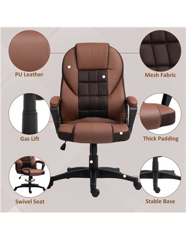 HOMCOM Faux Leather Office Chair - Brown