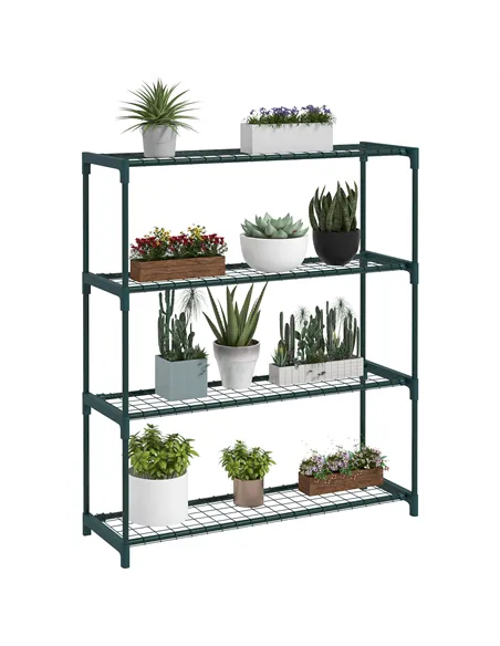 Outsunny Four-Tier Steel Plant Shelf - Black