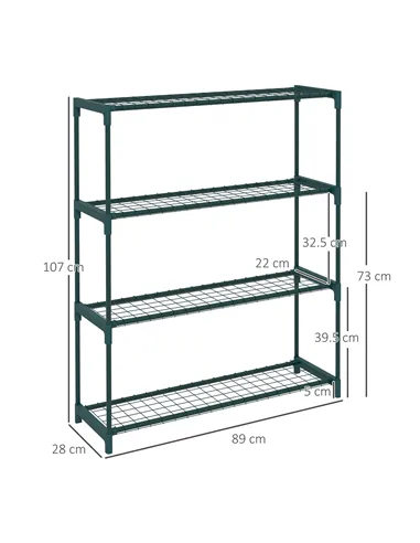 Outsunny Four-Tier Steel Plant Shelf - Black