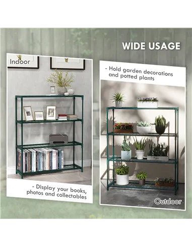 Outsunny Four-Tier Steel Plant Shelf - Black