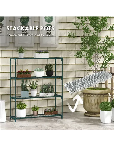 Outsunny Four-Tier Steel Plant Shelf - Black