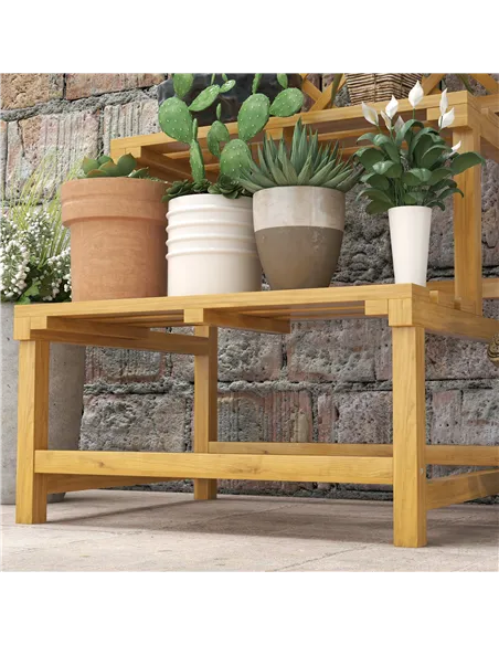 Outsunny Wooden Plant Stand, with Trellis - Natural Finish