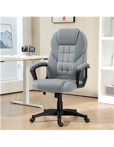 HOMCOM Faux Leather Office Chair - Grey 2