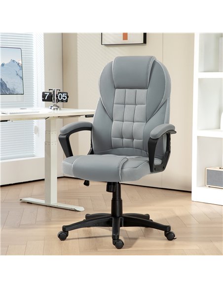 HOMCOM Faux Leather Office Chair - Grey