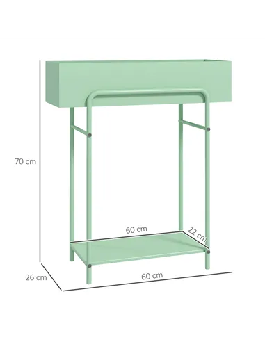 Outsunny 2 Tier Plant Stand, Metal Plant Rack Shelf with Drain Holes, Floor-standing Flower Pot Stand for Indoor Outdoor Garden 
