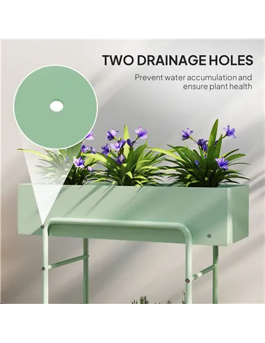 Outsunny 2 Tier Plant Stand, Metal Plant Rack Shelf with Drain Holes, Floor-standing Flower Pot Stand for Indoor Outdoor Garden 