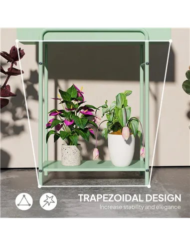 Outsunny 2 Tier Plant Stand, Metal Plant Rack Shelf with Drain Holes, Floor-standing Flower Pot Stand for Indoor Outdoor Garden 