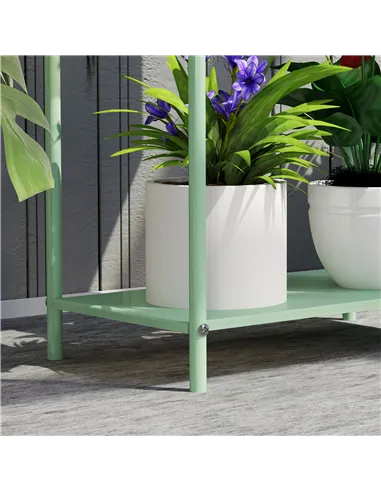 Outsunny 2 Tier Plant Stand, Metal Plant Rack Shelf with Drain Holes, Floor-standing Flower Pot Stand for Indoor Outdoor Garden 