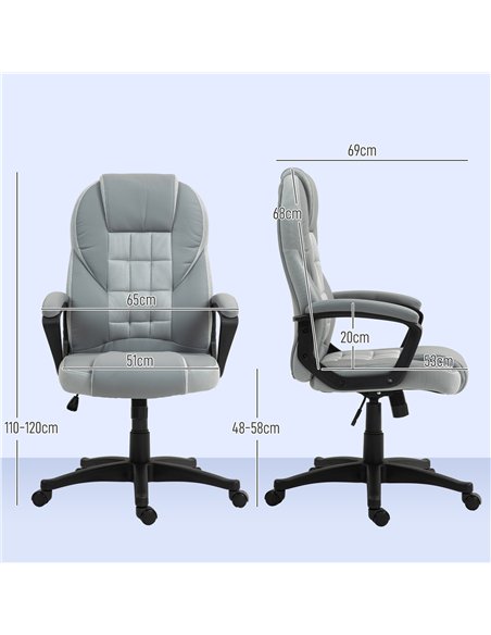 HOMCOM Faux Leather Office Chair - Grey