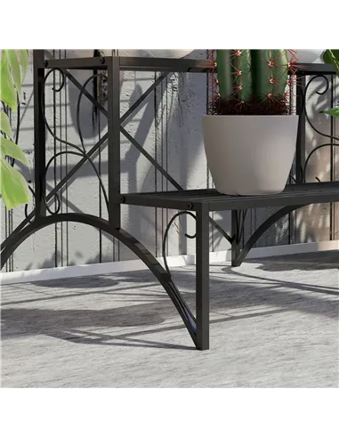 Outsunny Three-Tier Decorative Metal Plant Stand - Black