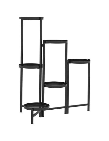 Outsunny 3 Tier Plant Stand Indoor Outdoor, Foldable Corner Plant Stands for Multiple Plants, Metal Round Flower Pot Holder for 