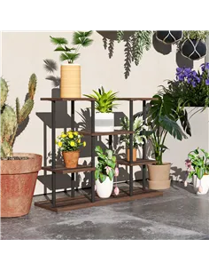 Outsunny Four-Tier Wooden Shelf Plant Stand 2