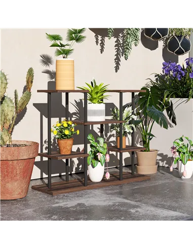 Outsunny Four-Tier Wooden Shelf Plant Stand