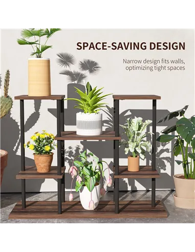 Outsunny Four-Tier Wooden Shelf Plant Stand
