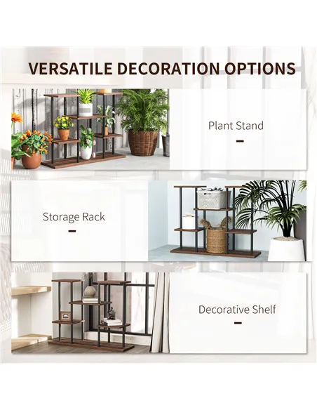 Outsunny Four-Tier Wooden Shelf Plant Stand