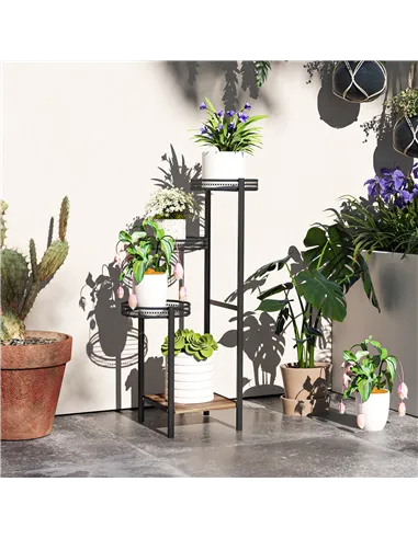 Outsunny Four-Tier Steel Plant Stand - Black