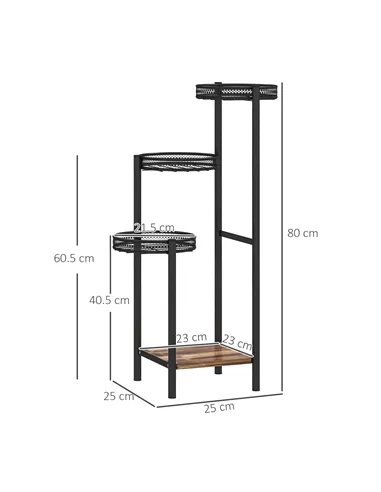 Outsunny Four-Tier Steel Plant Stand - Black
