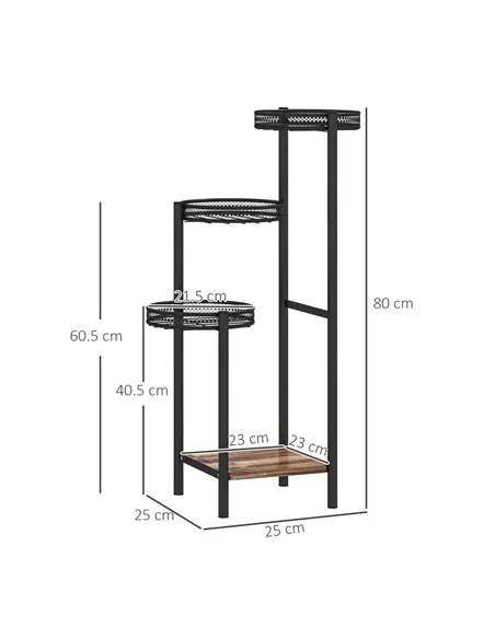 Outsunny Four-Tier Steel Plant Stand - Black