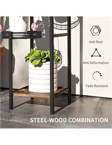 Outsunny Four-Tier Steel Plant Stand - Black