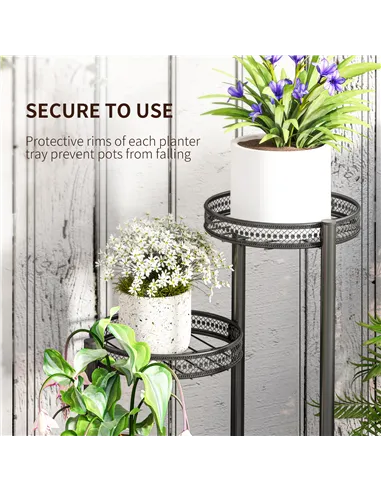 Outsunny Four-Tier Steel Plant Stand - Black