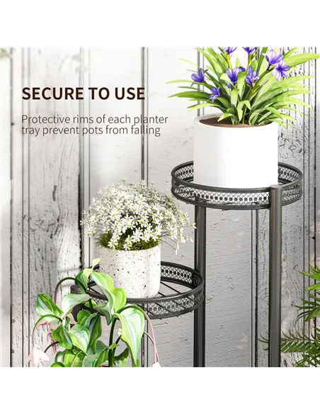 Outsunny Four-Tier Steel Plant Stand - Black