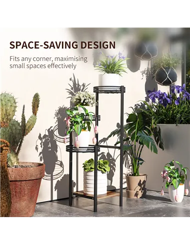 Outsunny Four-Tier Steel Plant Stand - Black