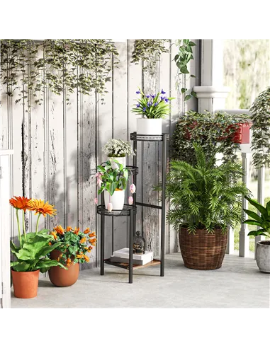 Outsunny Four-Tier Steel Plant Stand - Black