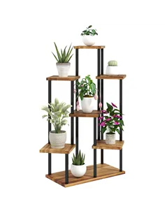 Outsunny Seven Wooden Shelf Plant Stand