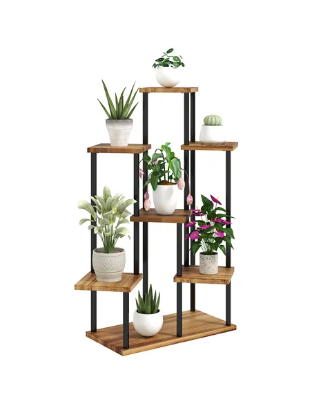 Outsunny Seven Wooden Shelf Plant Stand